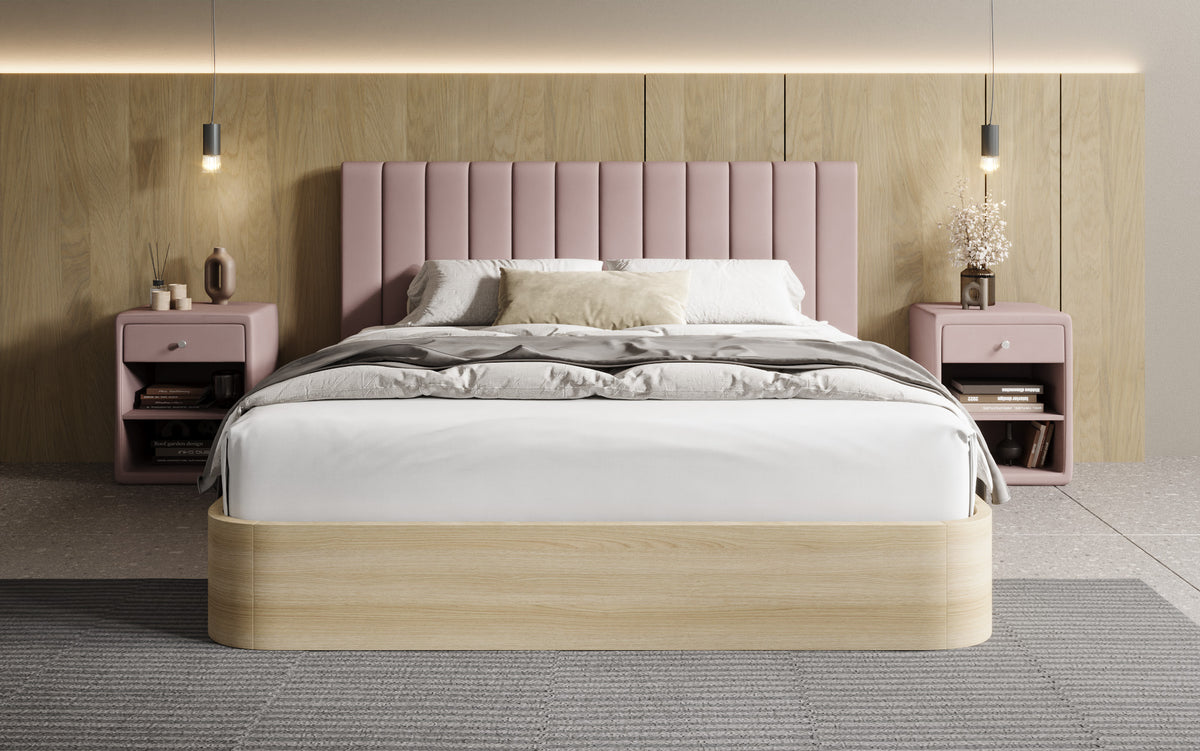 Lit rembourré design Fiore Linea en Tissu avec espace de rangement