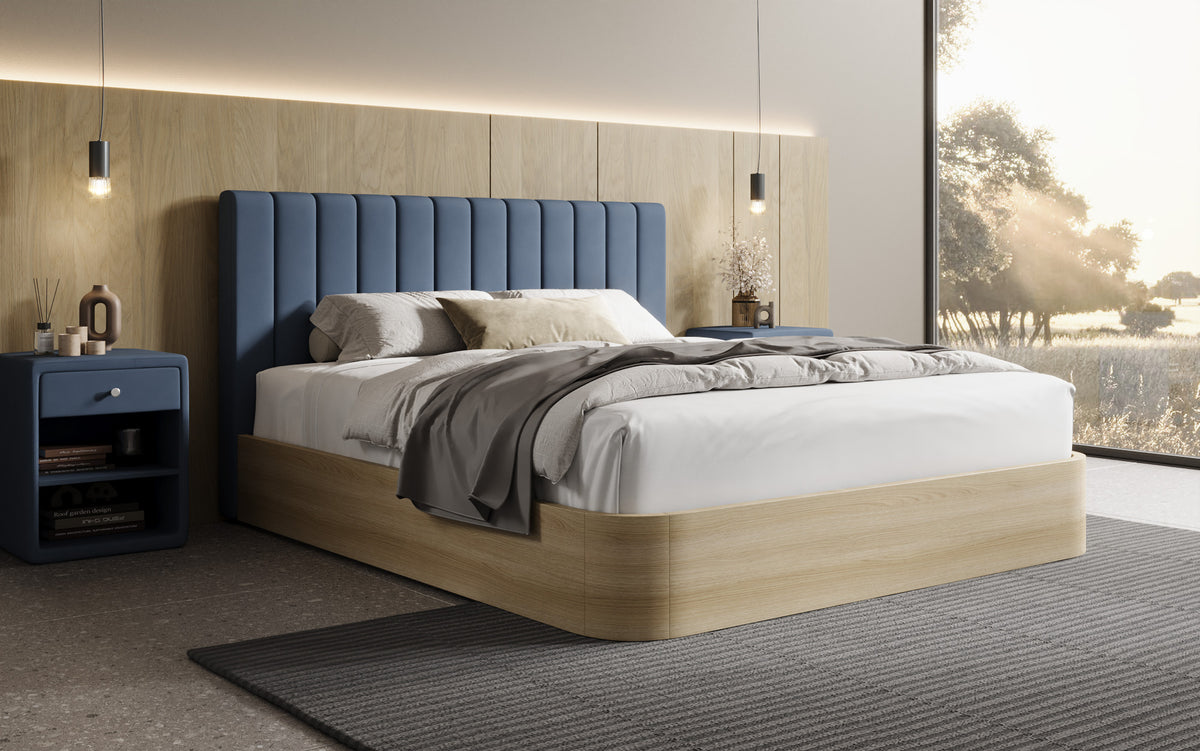 Lit rembourré design Fiore Linea en Tissu avec espace de rangement