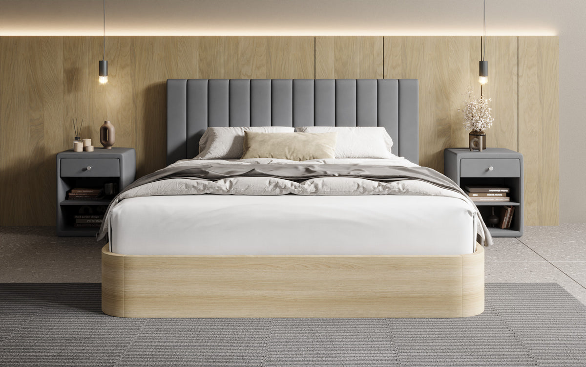 Lit rembourré design Fiore Linea en Tissu avec espace de rangement