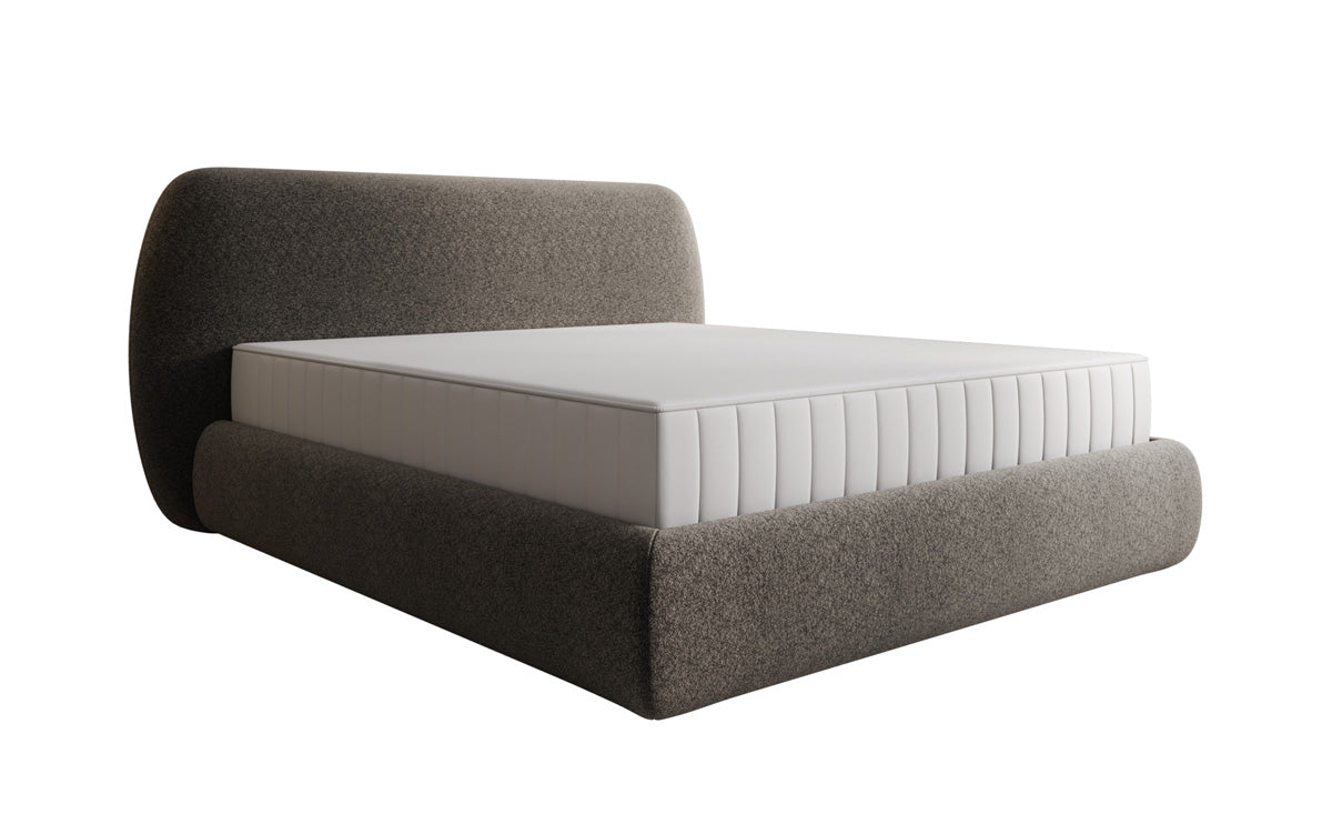Lit capitonné design Nella en tissu structuré avec espace de rangement
