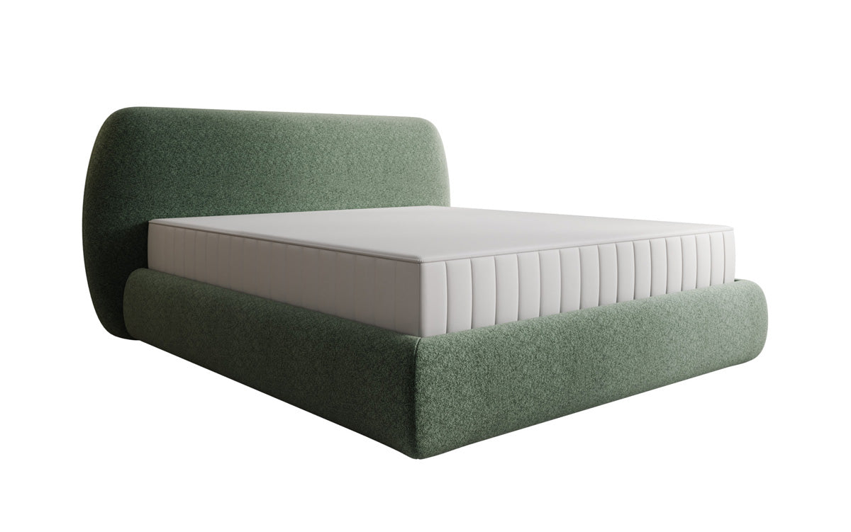 Lit capitonné design Nella en tissu structuré avec espace de rangement