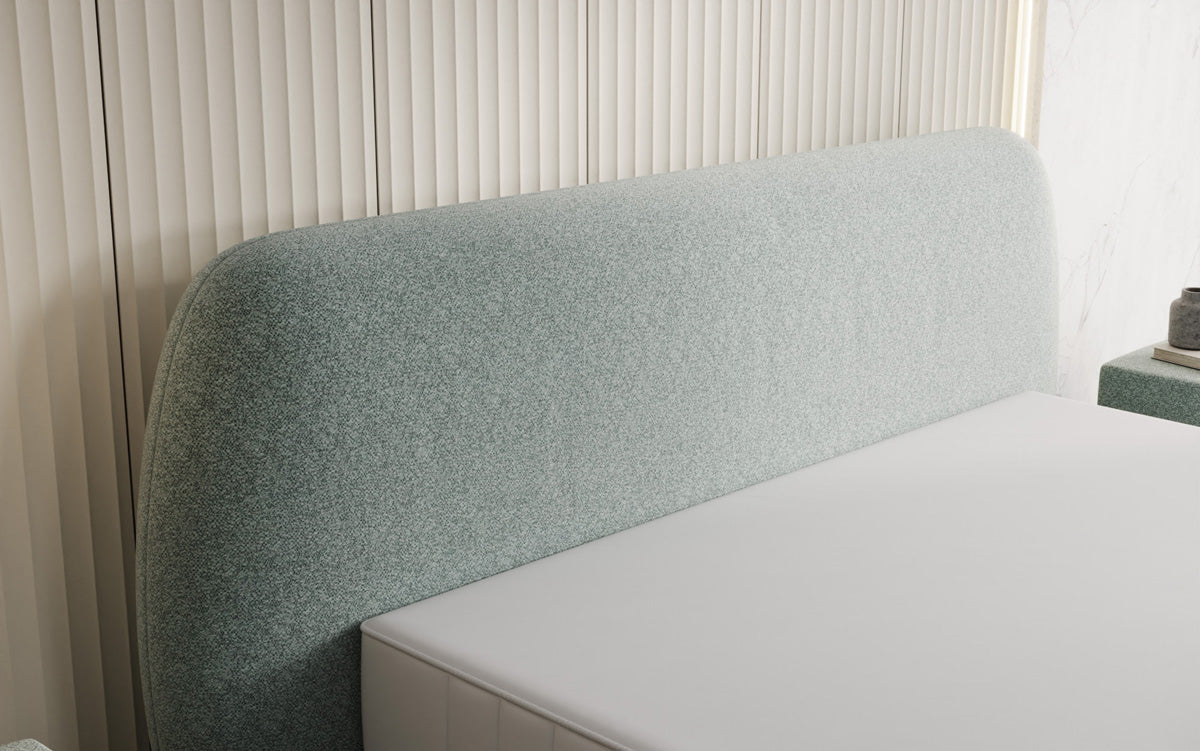 Lit capitonné design Nella en tissu structuré avec espace de rangement
