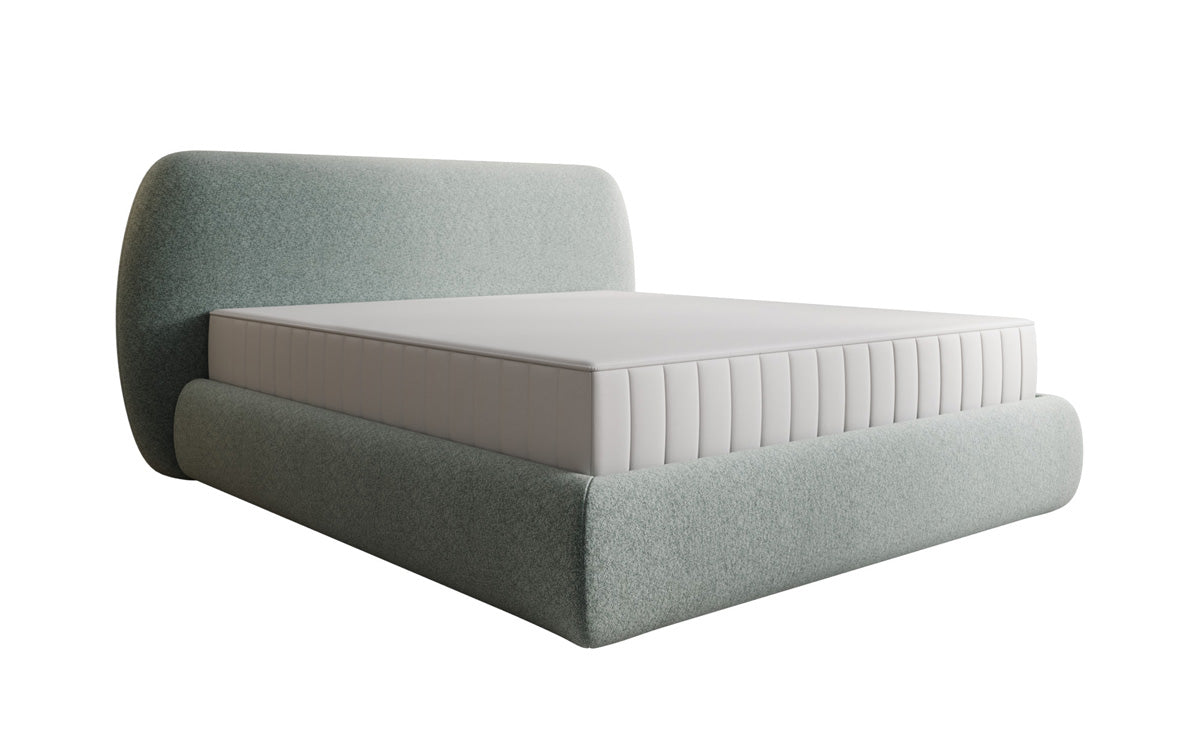 Lit capitonné design Nella en tissu structuré avec espace de rangement
