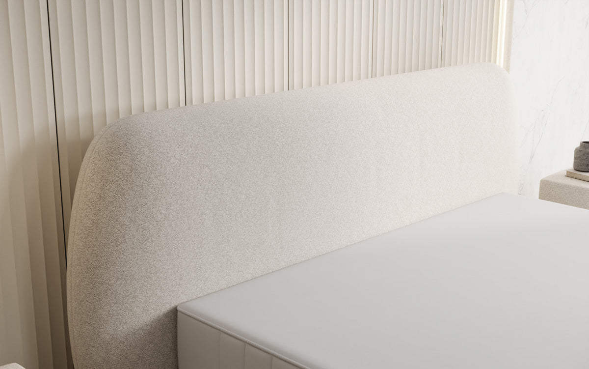 Lit capitonné design Nella en tissu structuré avec espace de rangement