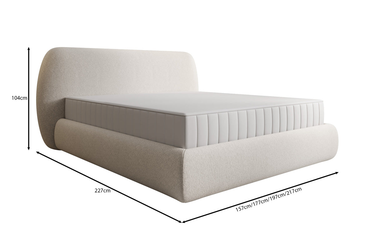 Lit capitonné design Nella en tissu structuré avec espace de rangement
