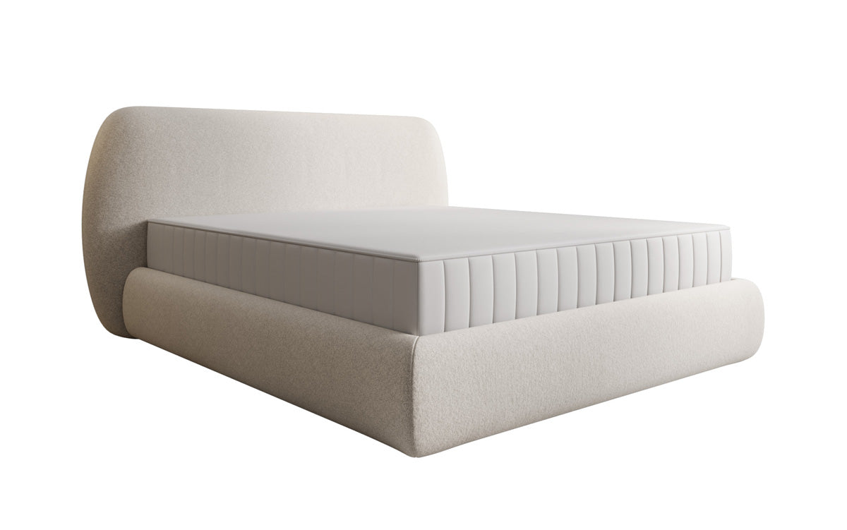 Lit capitonné design Nella en tissu structuré avec espace de rangement