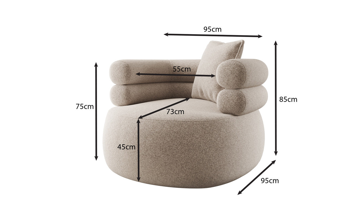 Designer Sofa-Sessel Lio in Strukturstoff - 360°-Drehfunktion