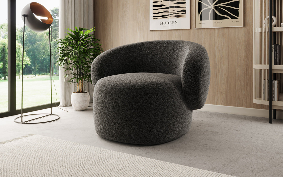 Designer Sofa-Sessel Kai in Strukturstoff - 360°-Drehfunktion