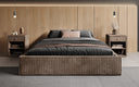 Lit rembourré design Base avec rangement sans tête de lit en Côtelé
