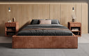 Lit rembourré design Base avec rangement sans tête de lit en Côtelé