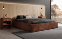 Lit rembourré design Base avec rangement sans tête de lit en Côtelé