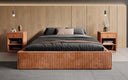 Lit rembourré design Base avec rangement sans tête de lit en Côtelé