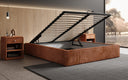 Lit rembourré design Base avec rangement sans tête de lit en Côtelé