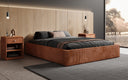 Lit rembourré design Base avec rangement sans tête de lit en Côtelé