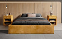 Lit rembourré design Base avec rangement sans tête de lit en Côtelé