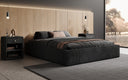 Lit rembourré design Base avec rangement sans tête de lit en Côtelé