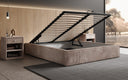 Lit rembourré design Base avec rangement sans tête de lit en Côtelé
