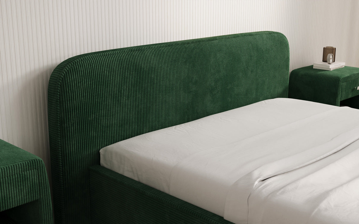 Lit rembourré design Nola en Côtelé avec espace de rangement