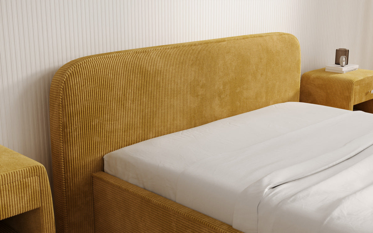 Lit rembourré design Nola en Côtelé avec espace de rangement