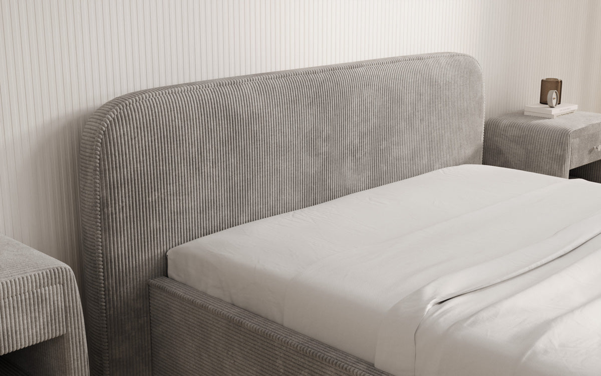 Lit rembourré design Nola en Côtelé avec espace de rangement