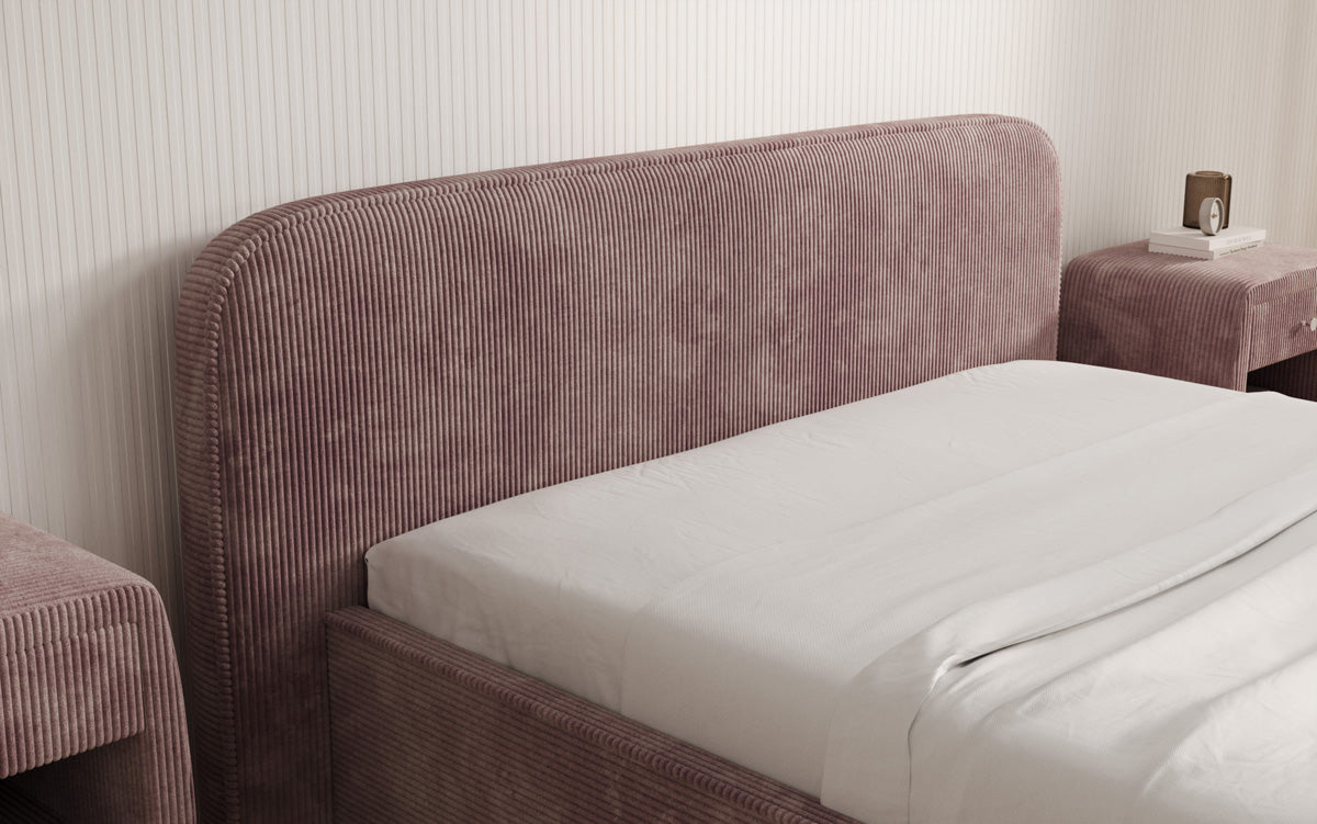 Lit rembourré design Nola en Côtelé avec espace de rangement