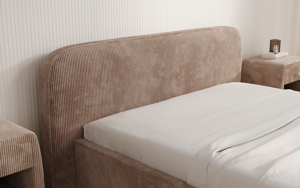 Lit rembourré design Nola en Côtelé avec espace de rangement