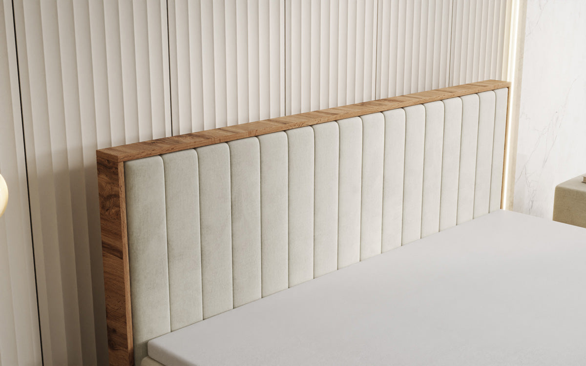 Lit boxspring Timber Line avec espace de rangement en Velours