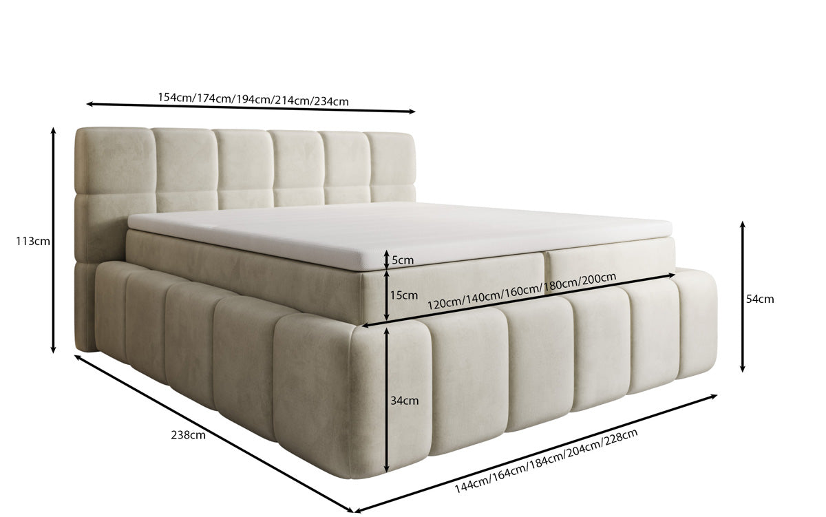 Lit boxspring Bombo avec rangement en Velours