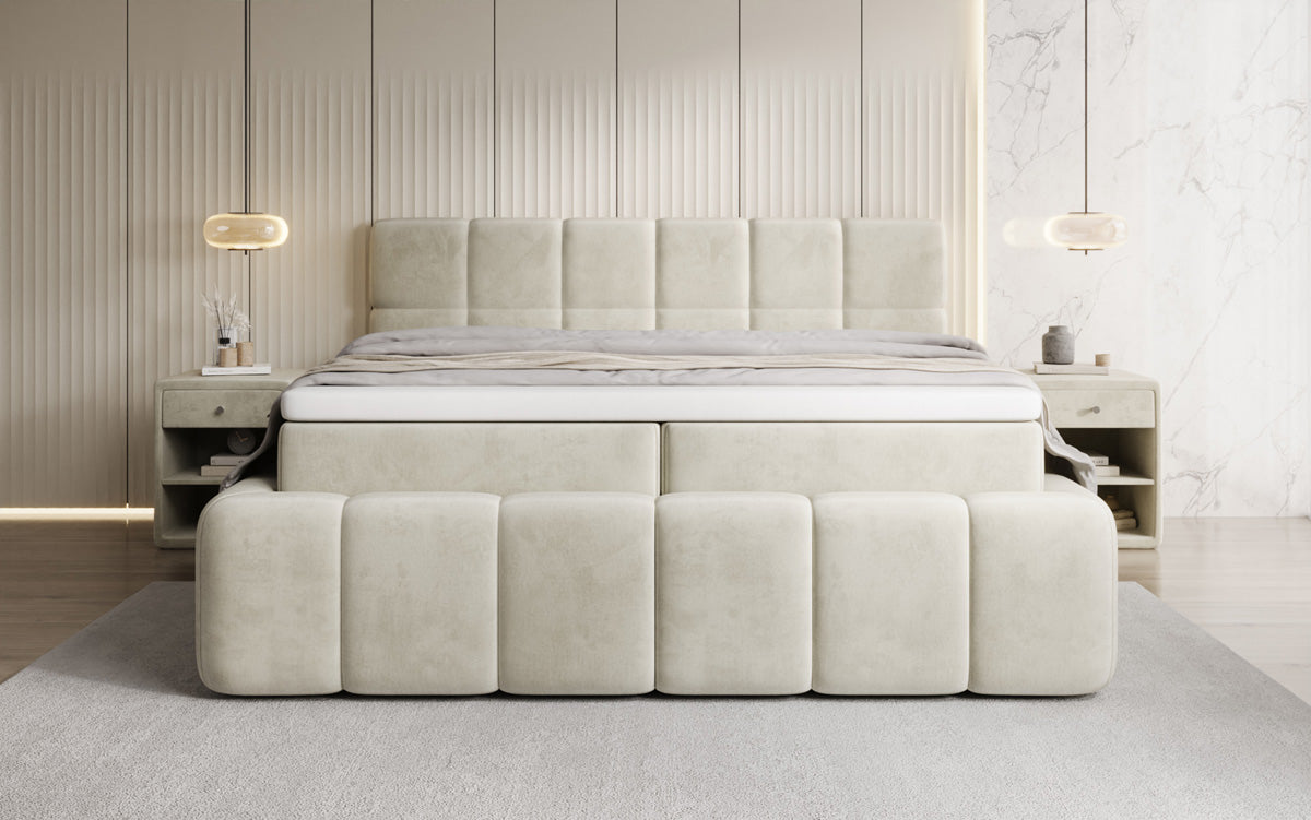 Lit boxspring Bombo avec rangement en Velours