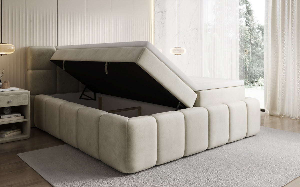 Lit boxspring Bombo avec rangement en Velours