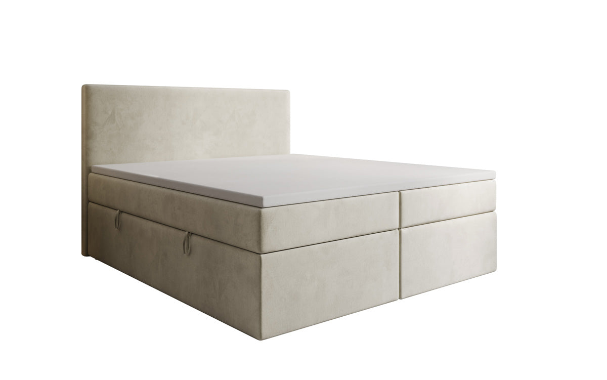 Lit boxspring Kubo avec espace de rangement en Velours