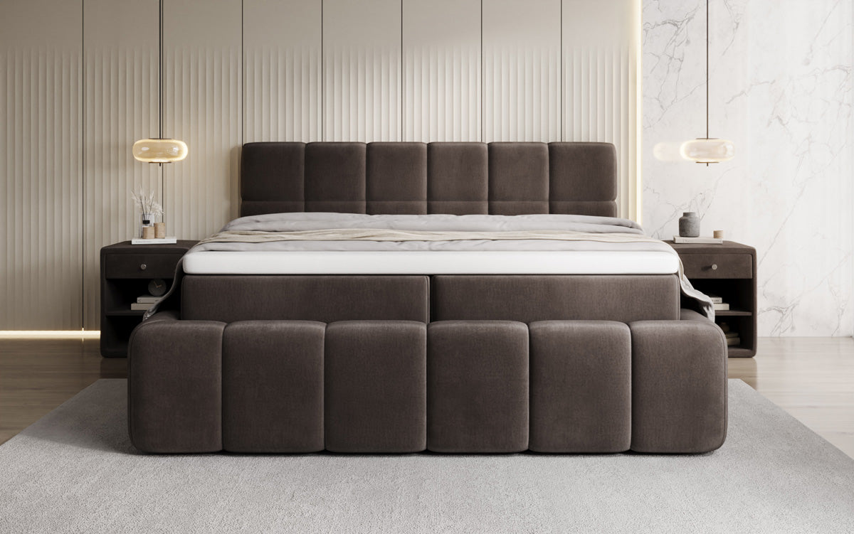 Lit boxspring Bombo avec rangement en Velours