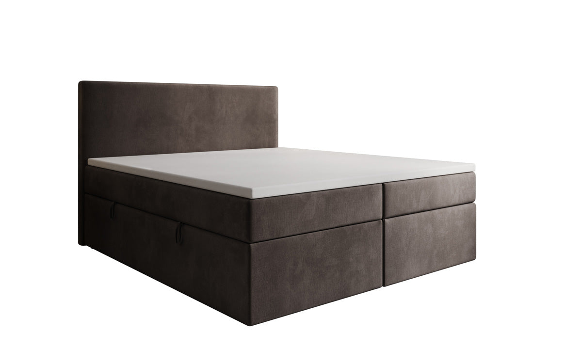 Lit boxspring Kubo avec espace de rangement en Velours