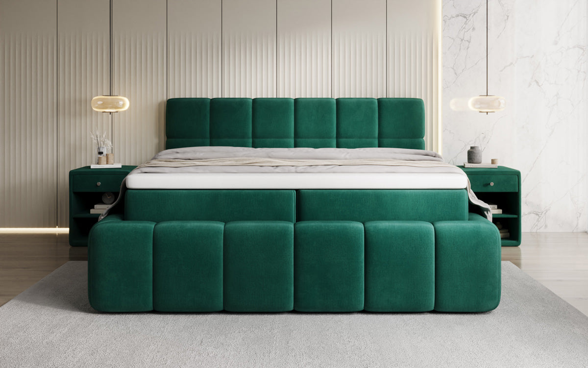 Lit boxspring Bombo avec rangement en Velours