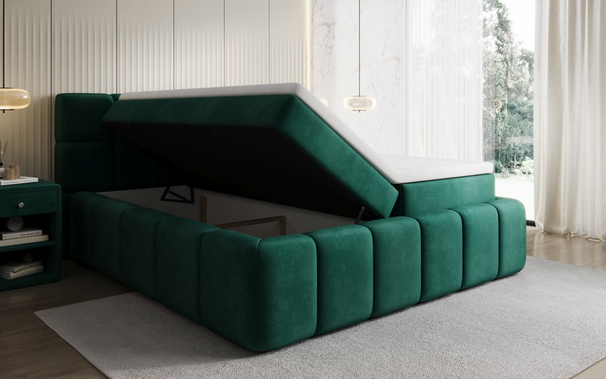 Lit boxspring Bombo avec rangement en Velours