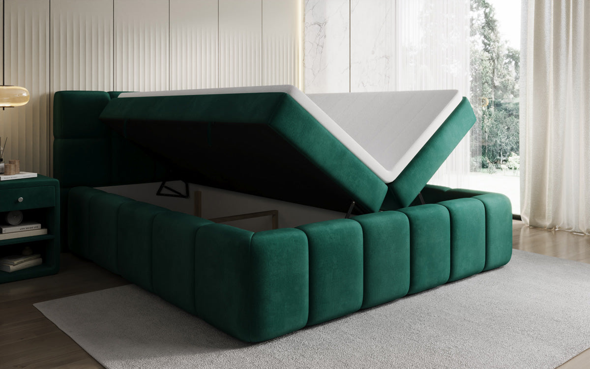 Lit boxspring Bombo avec rangement en Velours