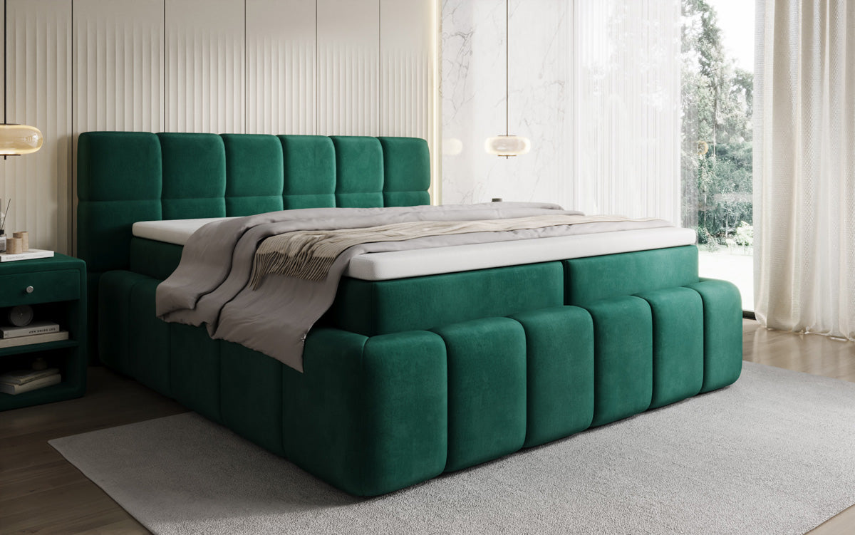 Lit boxspring Bombo avec rangement en Velours