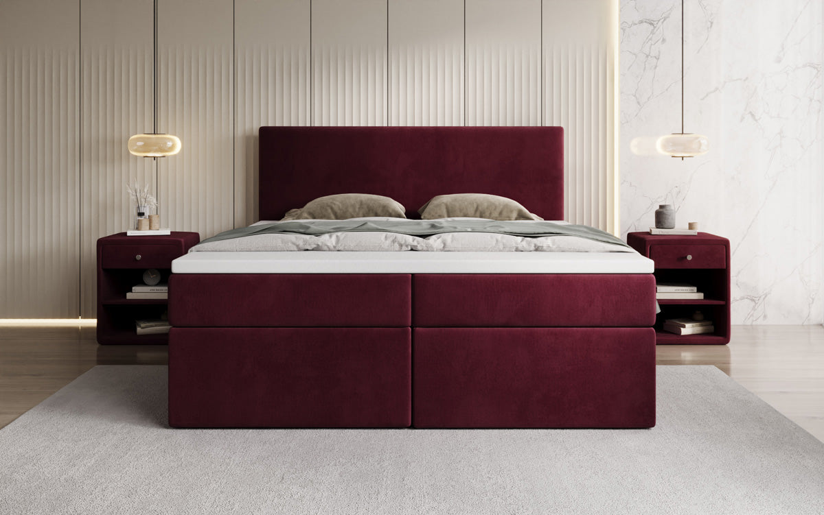 Lit boxspring Kubo avec espace de rangement en Velours