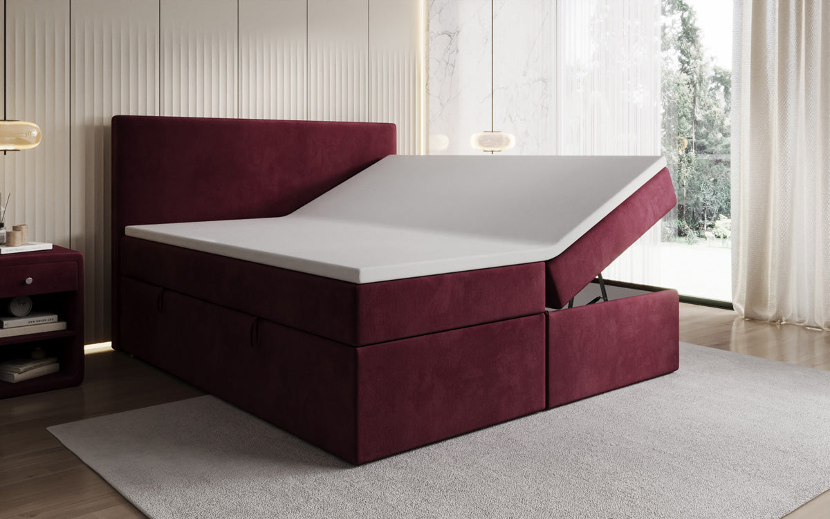 Lit boxspring Kubo avec espace de rangement en Velours
