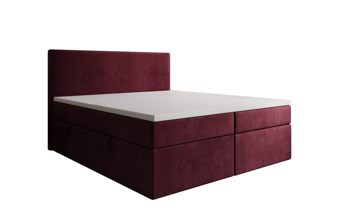 Lit boxspring Kubo avec espace de rangement en Velours