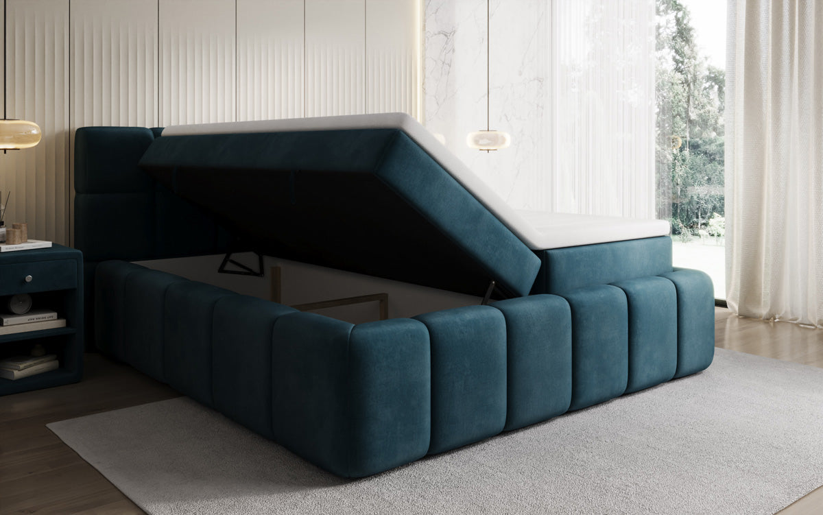 Lit boxspring Bombo avec rangement en Velours
