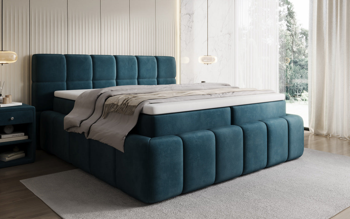 Lit boxspring Bombo avec rangement en Velours