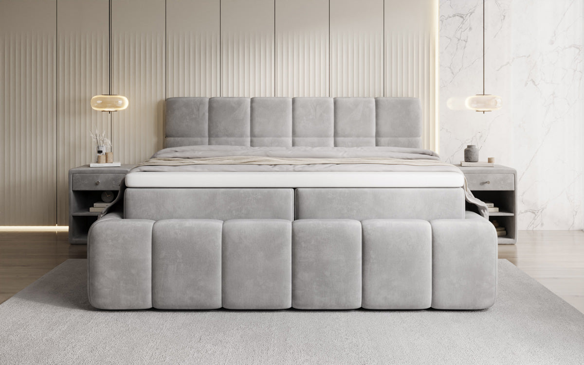 Lit boxspring Bombo avec rangement en Velours