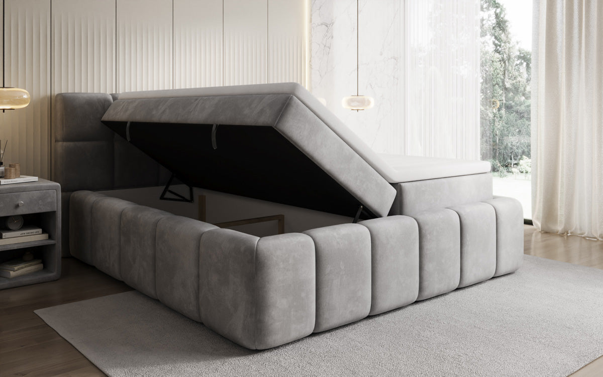 Lit boxspring Bombo avec rangement en Velours