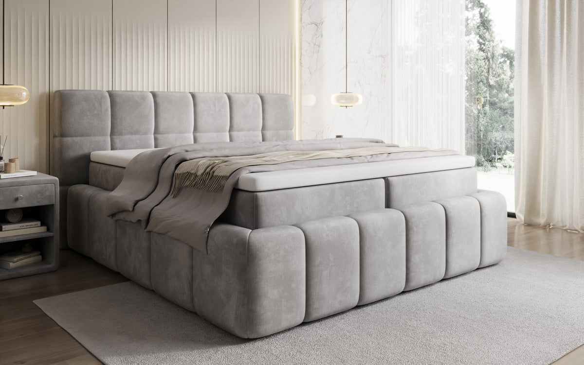 Lit boxspring Bombo avec rangement en Velours
