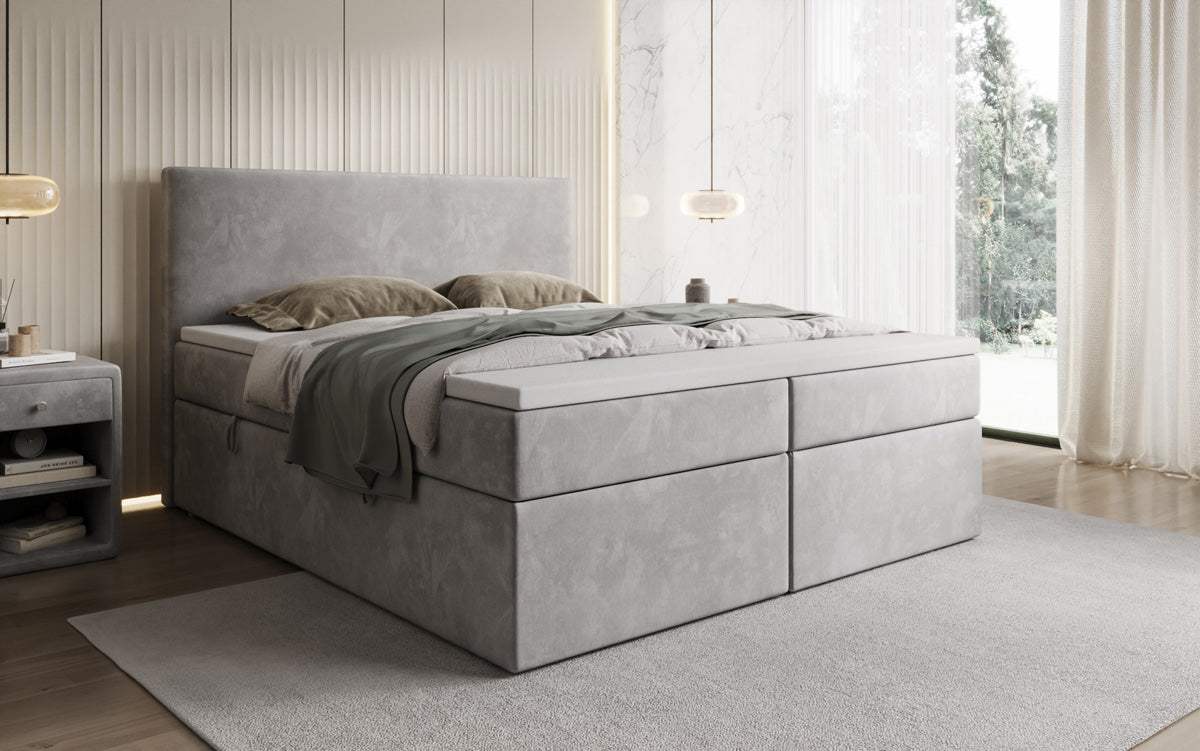 Lit boxspring Kubo avec espace de rangement en Velours