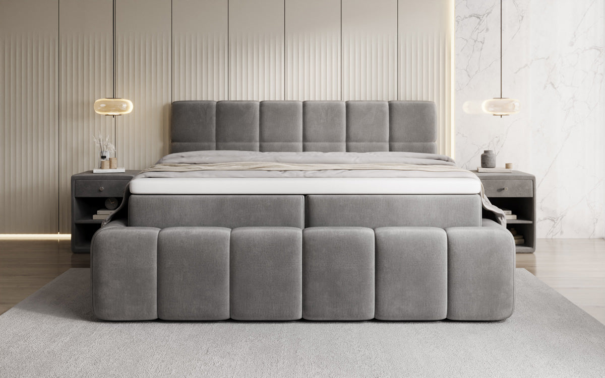 Lit boxspring Bombo avec rangement en Velours