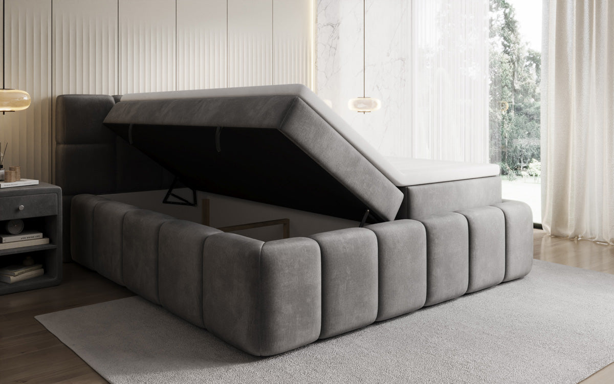 Lit boxspring Bombo avec rangement en Velours