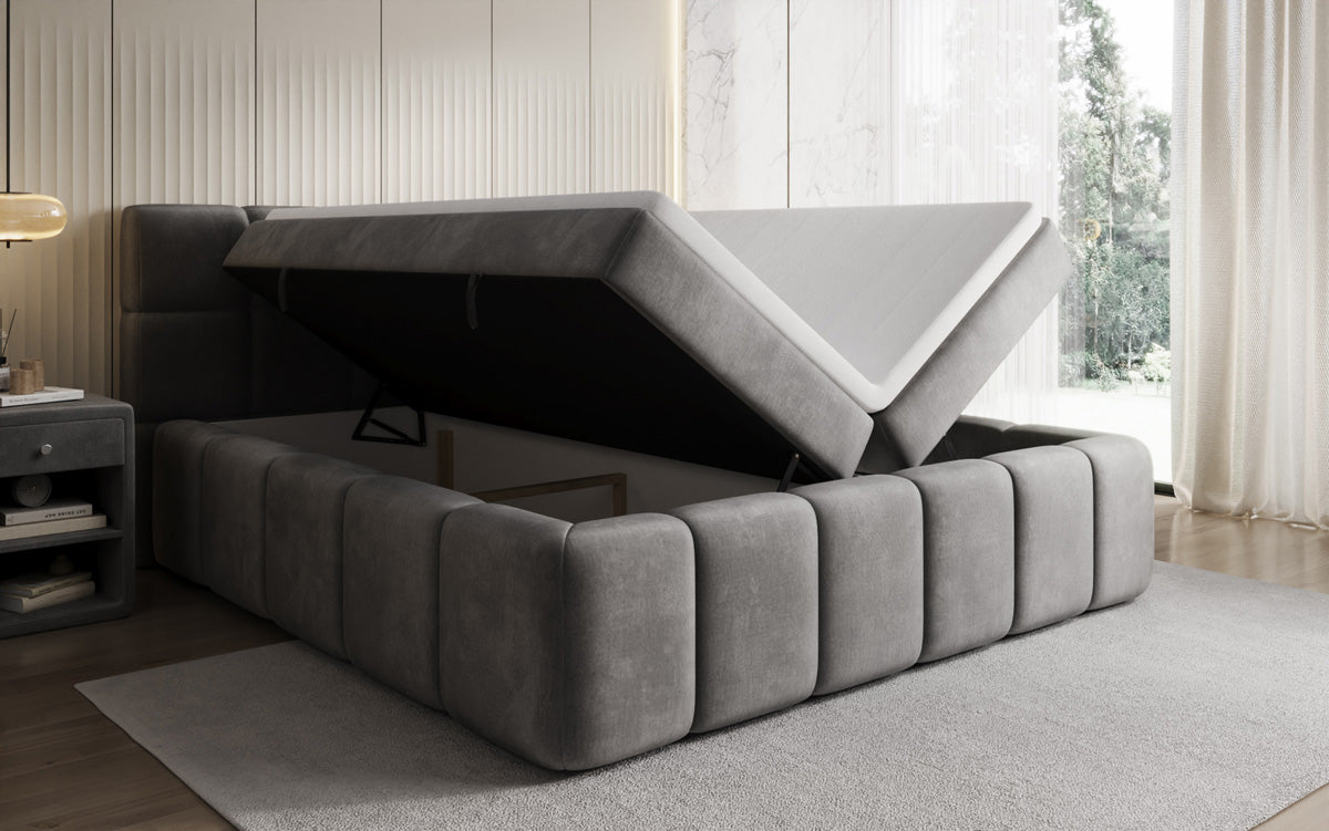 Lit boxspring Bombo avec rangement en Velours