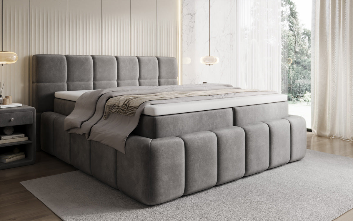 Lit boxspring Bombo avec rangement en Velours